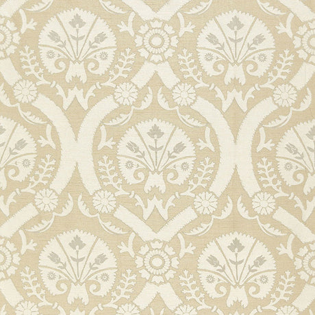 Schumacher Taza Damask Champagne Fabric - Eade's Wallpaper