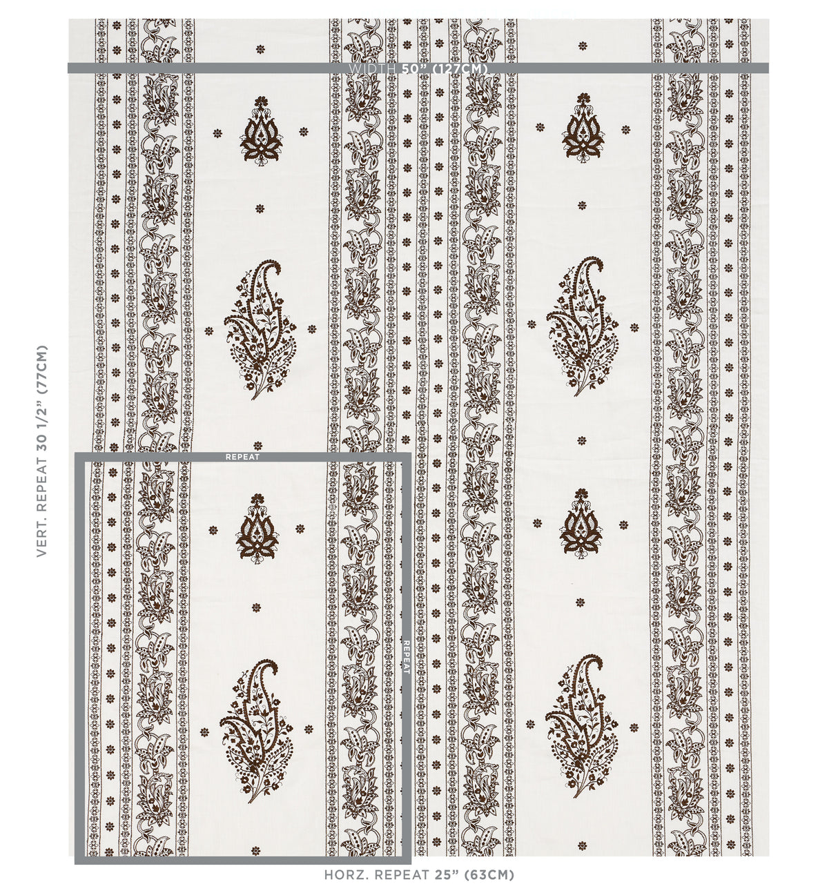 Schumacher Jaipur Linen Embroidery Brown Fabric