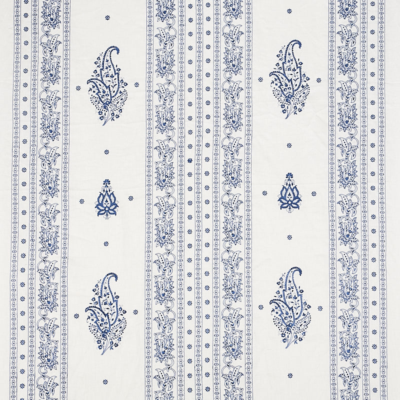 Schumacher Jaipur Linen Embroidery Blue Fabric