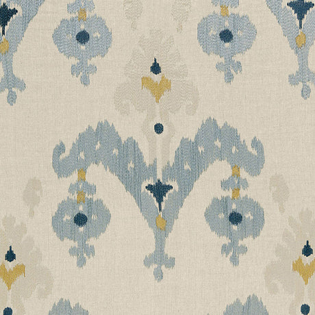Schumacher Raja Embroidery Stone Fabric - Eade's Wallpaper