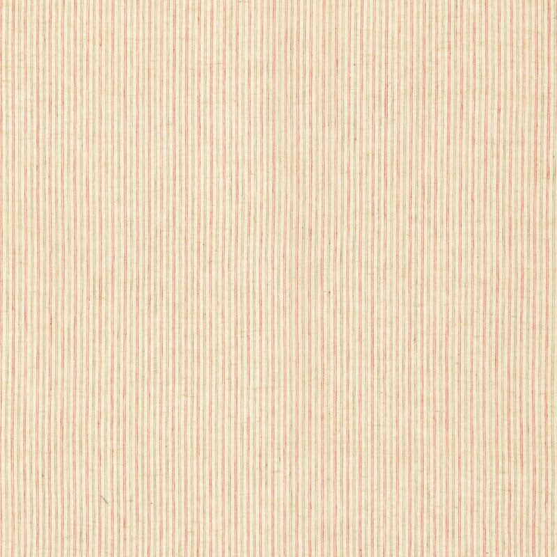 Schumacher Mackay Linen Stripe Sheer Red Earth Fabric - Eade's Wallpaper