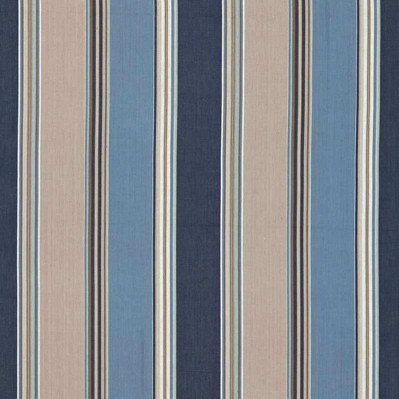 Schumacher Addison Cotton Stripe Indigo Fabric