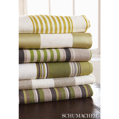 Schumacher 66012 MINZER COTTON STRIPE in VERT Fabric - SEA I