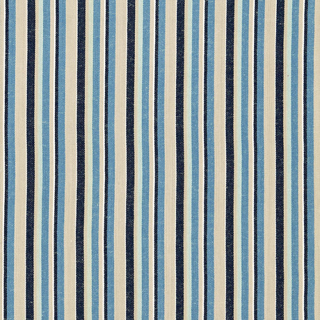Schumacher Kiawah Stripe Indigo Fabric - Eade's Wallpaper