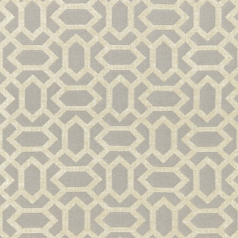 Schumacher San Remo Fret Dove Grey Fabric - Eade's Wallpaper