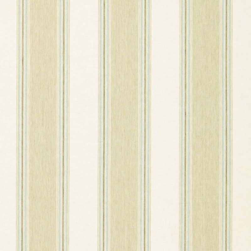 Schumacher Savannah Linen Stripe Sesame Fabric - Eade's Wallpaper