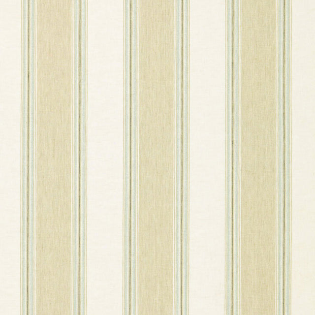 Schumacher Savannah Linen Stripe Sesame Fabric - Eade's Wallpaper