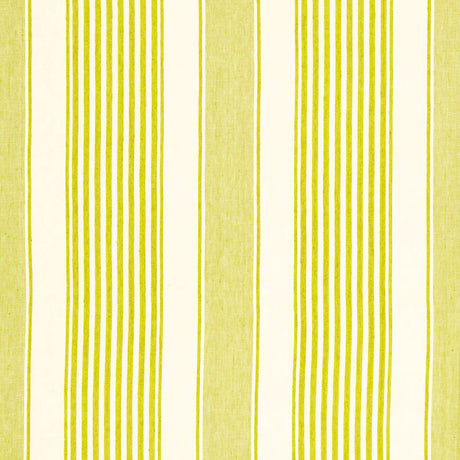 Schumacher Summerville Linen Stripe Limeade Fabric - Eade's Wallpaper