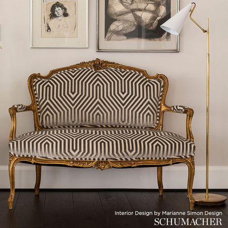 Schumacher Vanderbilt Velvet Dove Fabric - Eade's Wallpaper