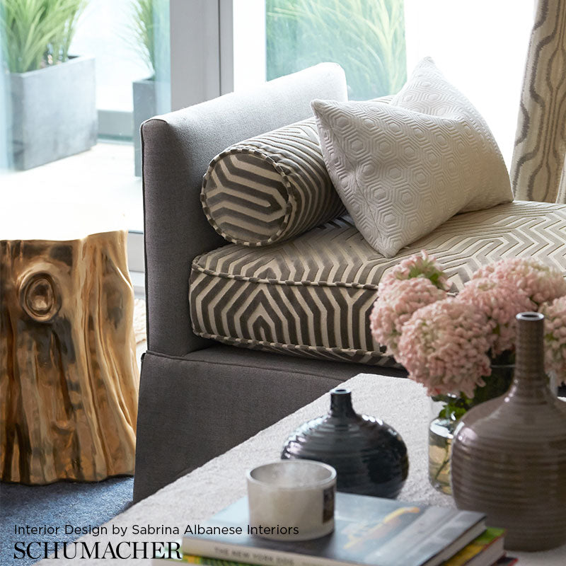 Schumacher Vanderbilt Velvet Dove Fabric - Eade's Wallpaper