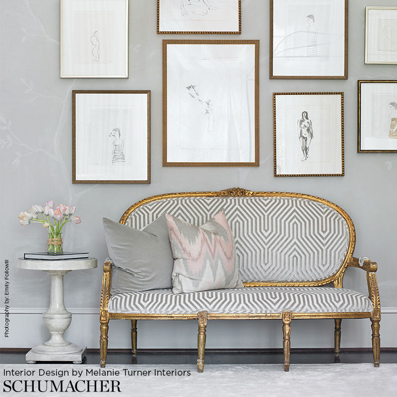 Schumacher Vanderbilt Velvet Dove Fabric - Eade's Wallpaper