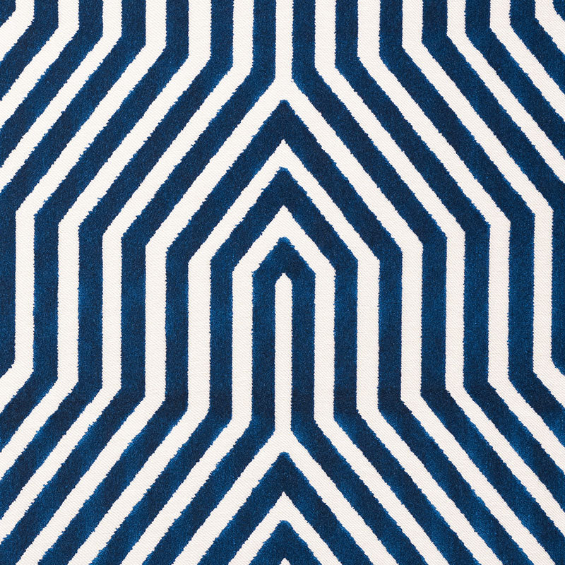 Schumacher Vanderbilt Velvet Bleu Fabric - Eade's Wallpaper