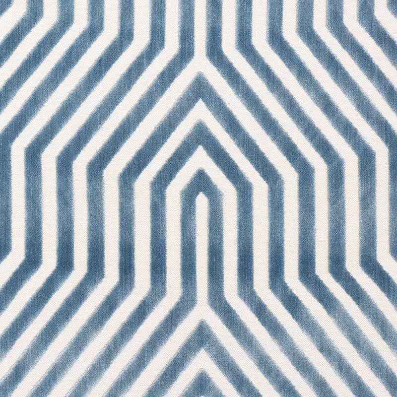 Schumacher Vanderbilt Velvet Marine Fabric - Eade's Wallpaper