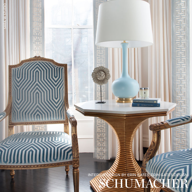 Schumacher Vanderbilt Velvet Marine Fabric - Eade's Wallpaper
