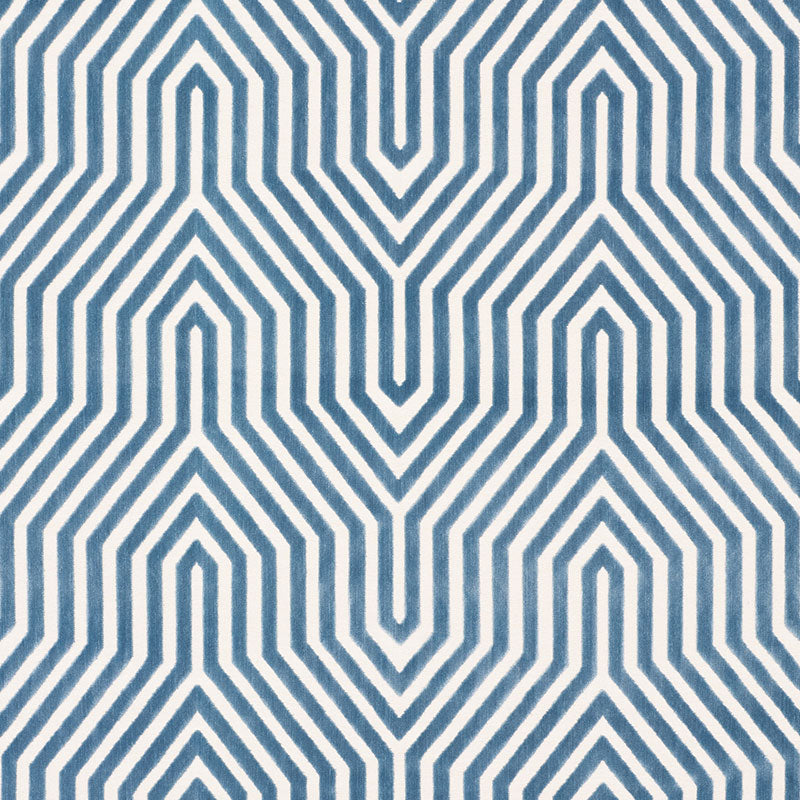 Schumacher Vanderbilt Velvet Marine Fabric - Eade's Wallpaper