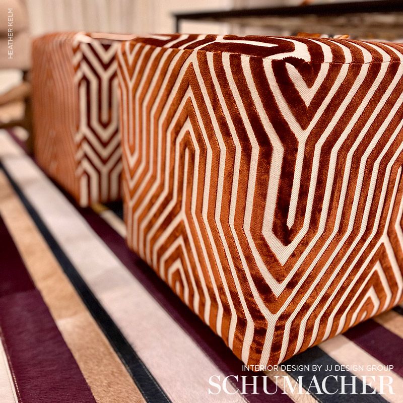 Schumacher Vanderbilt Velvet Russet Fabric - Eade's Wallpaper