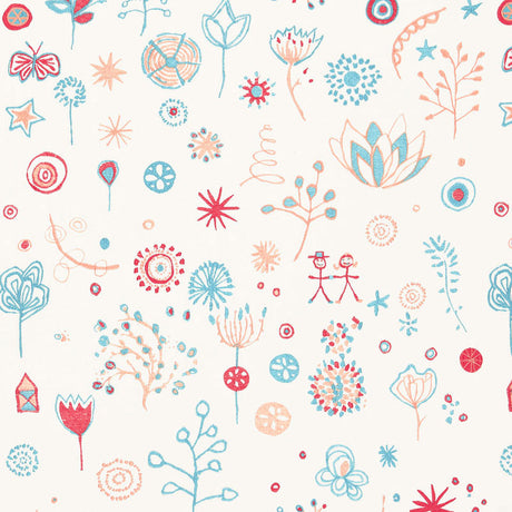 Schumacher Lollipop Punch / Turquoise Fabric - Eade's Wallpaper