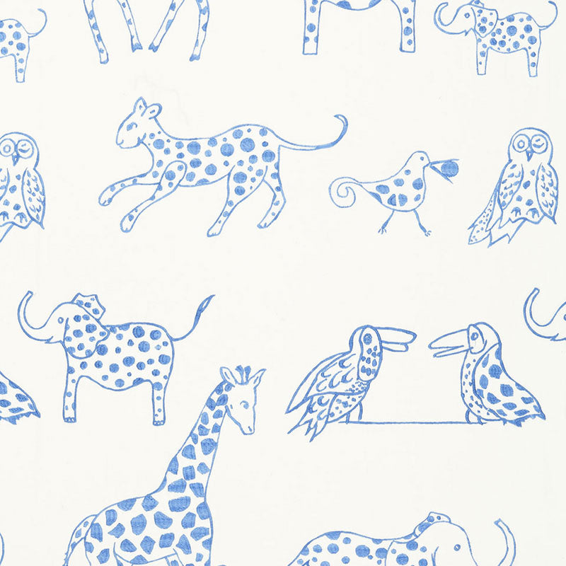 Schumacher Jungle Jubilee Sky Fabric