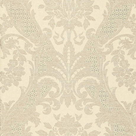 Schumacher Toscana Linen Damask Greige Fabric - Eade's Wallpaper