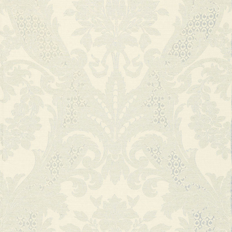 Schumacher Toscana Linen Damask Powder Blue Fabric - Eade's Wallpaper