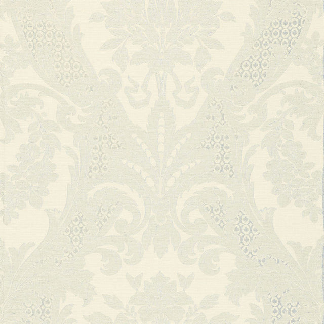 Schumacher Toscana Linen Damask Powder Blue Fabric - Eade's Wallpaper