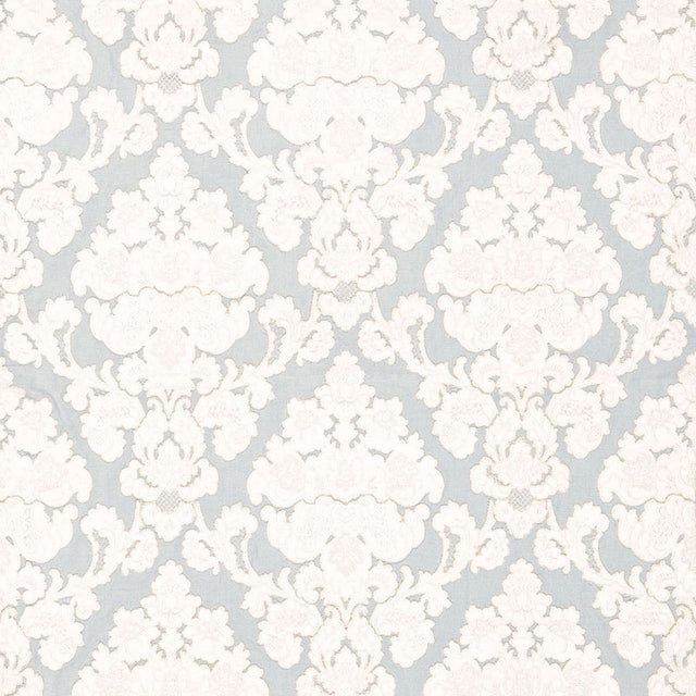 Schumacher Montalcino Appliqué Damask Robin'S Egg Fabric - Eade's Wallpaper