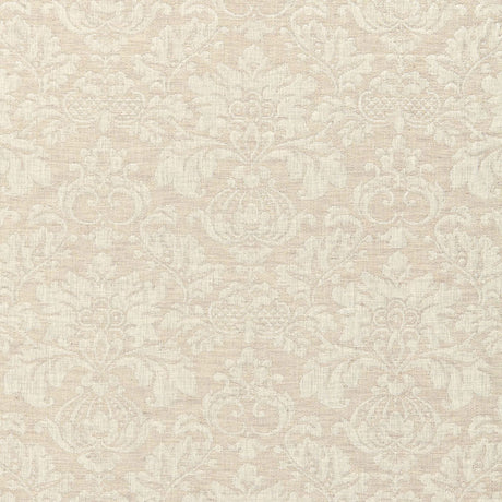 Schumacher Montisi Linen Damask Flax Fabric - Eade's Wallpaper