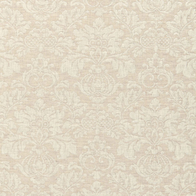 Schumacher Montisi Linen Damask Flax Fabric - Eade's Wallpaper