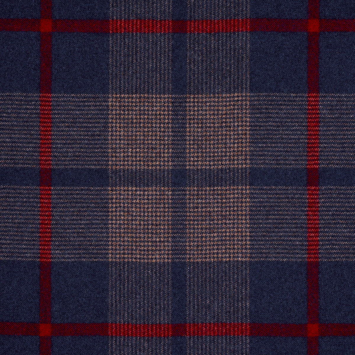 Schumacher Montana Wool Plaid Navy Fabric - Eade's Wallpaper