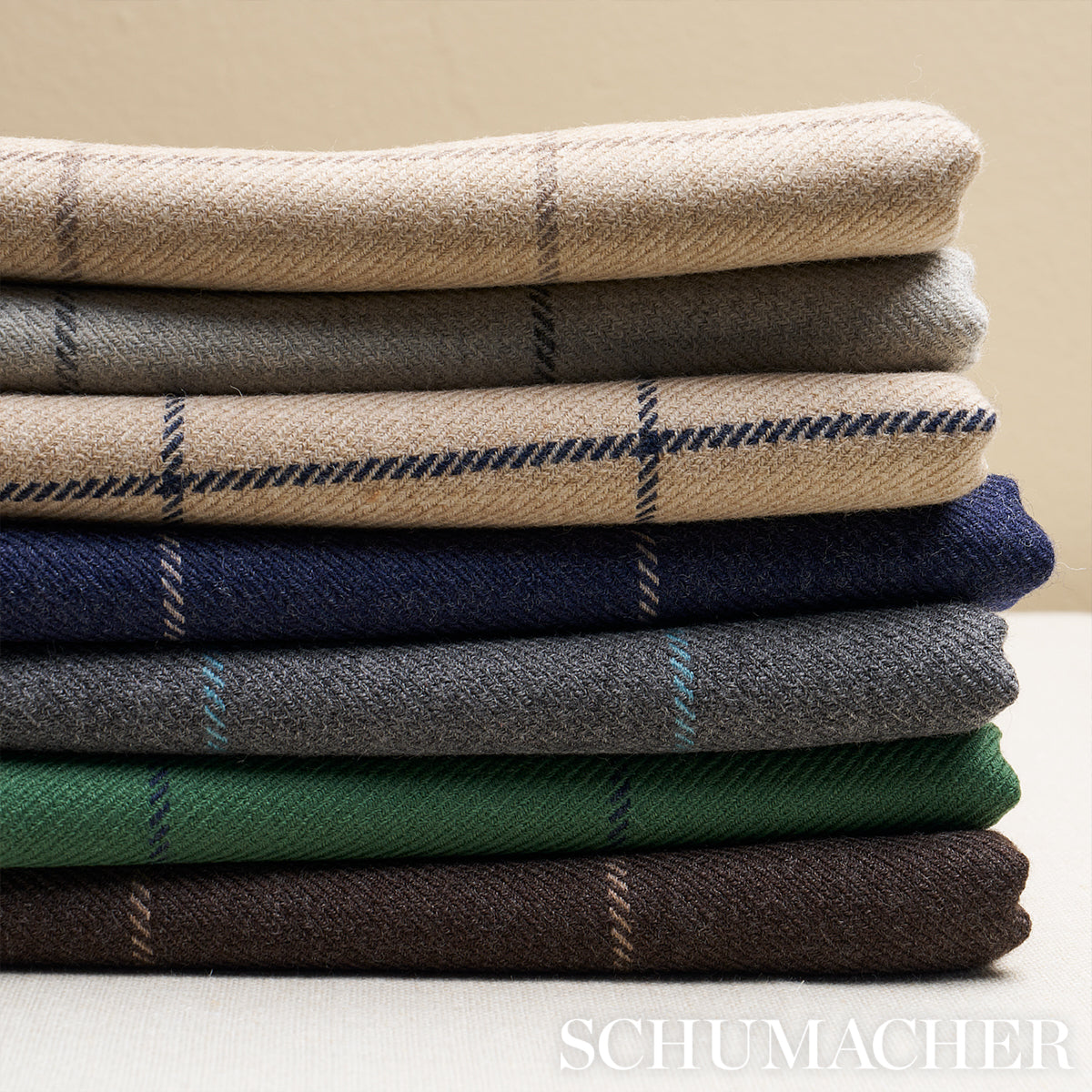 Schumacher Bancroft Wool Plaid Green Fabric