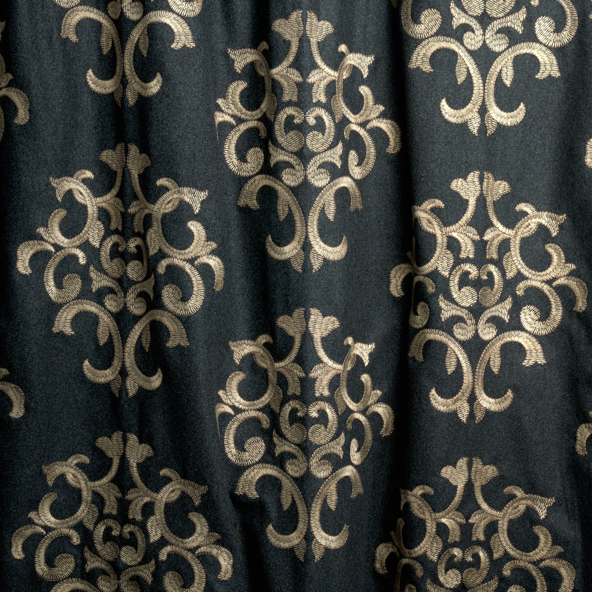 Schumacher Byron Embroidered Wool Charcoal Fabric