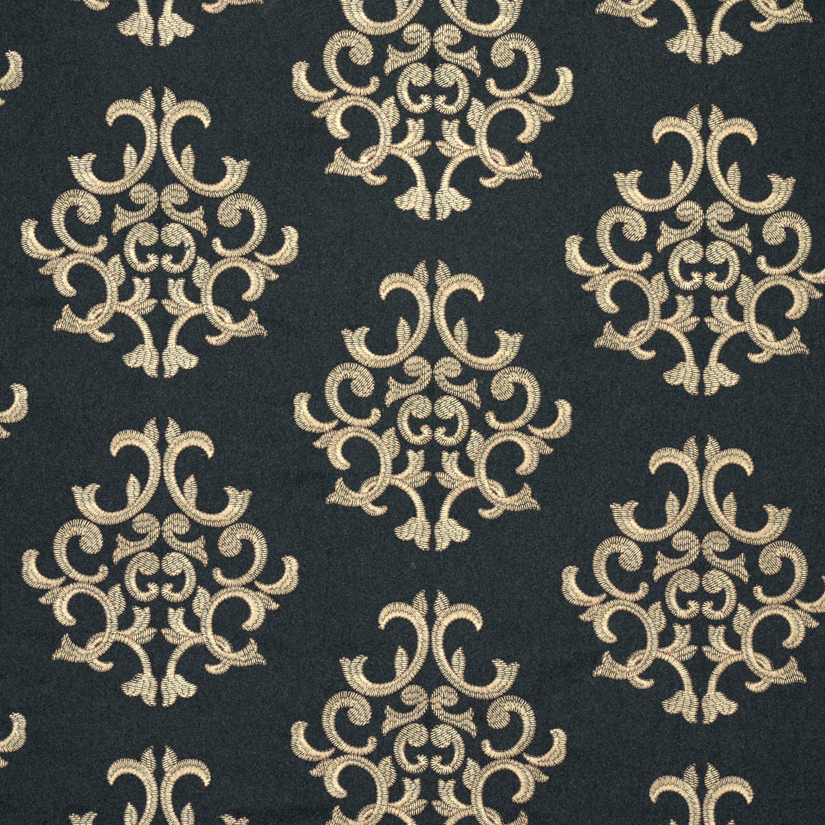 Schumacher Byron Embroidered Wool Charcoal Fabric