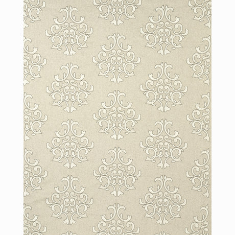 Schumacher Byron Embroidered Wool Oat Fabric
