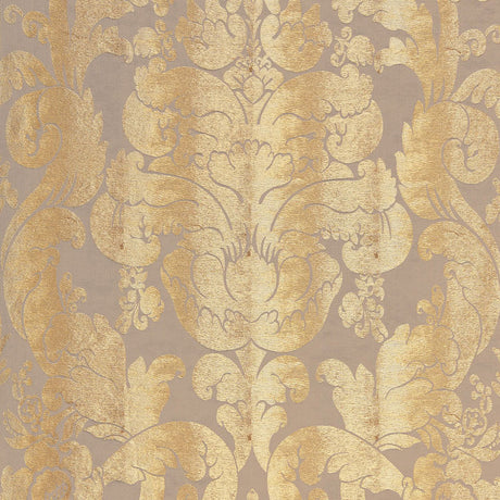 Schumacher Zelda Damask Gilt Fabric - Eade's Wallpaper