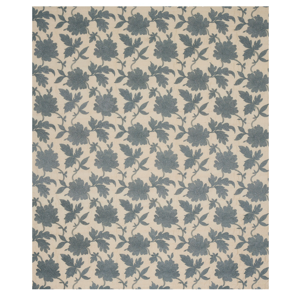 Schumacher Moon Garden Embroidery Blue Fabric - Eade's Wallpaper