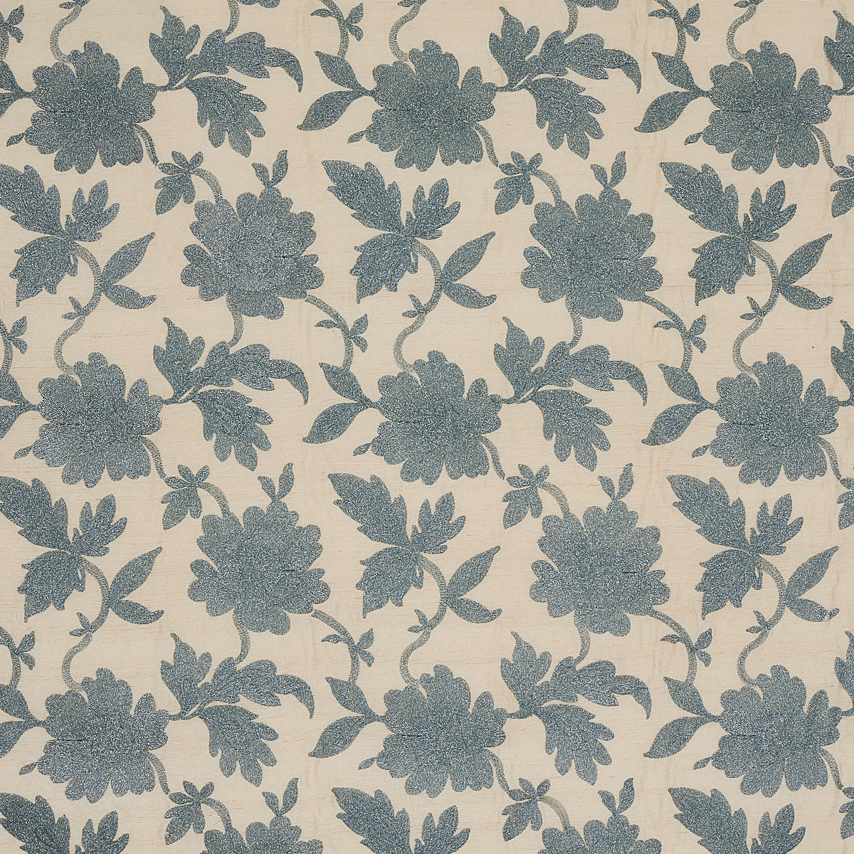 Schumacher Moon Garden Embroidery Blue Fabric - Eade's Wallpaper