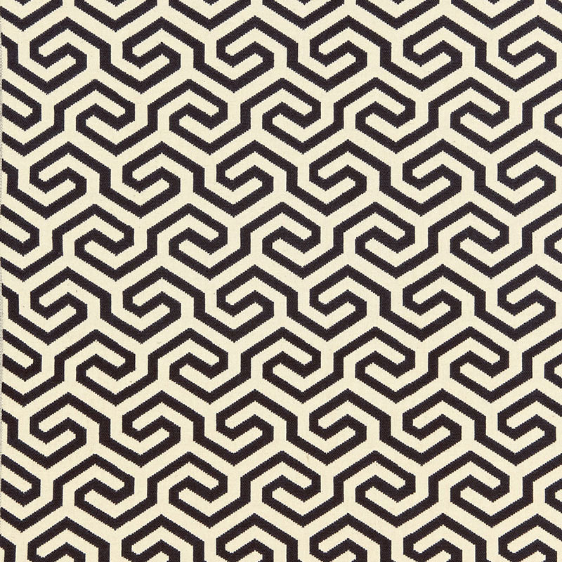 Schumacher Ming Fret Noir Fabric - Eade's Wallpaper