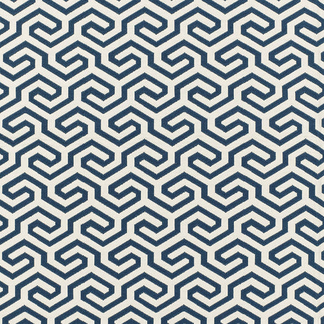 Schumacher Ming Fret Navy Fabric - Eade's Wallpaper