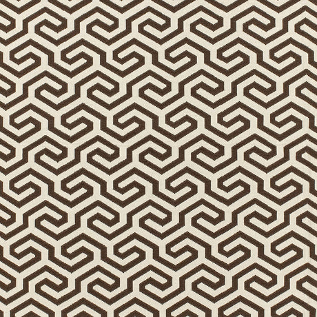 Schumacher Ming Fret Chocolate Fabric - Eade's Wallpaper