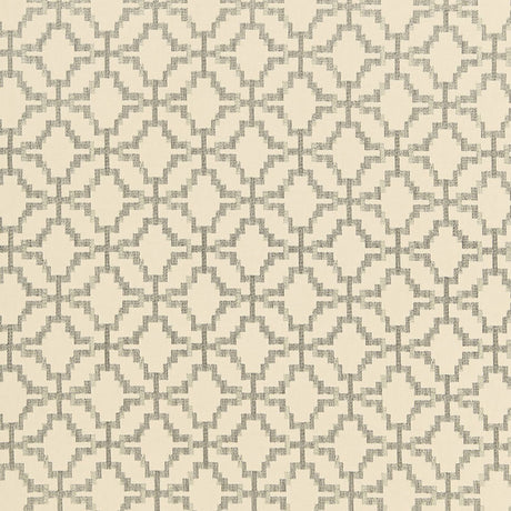 Schumacher Sarana Linen Embroidery Oatmeal Fabric - Eade's Wallpaper