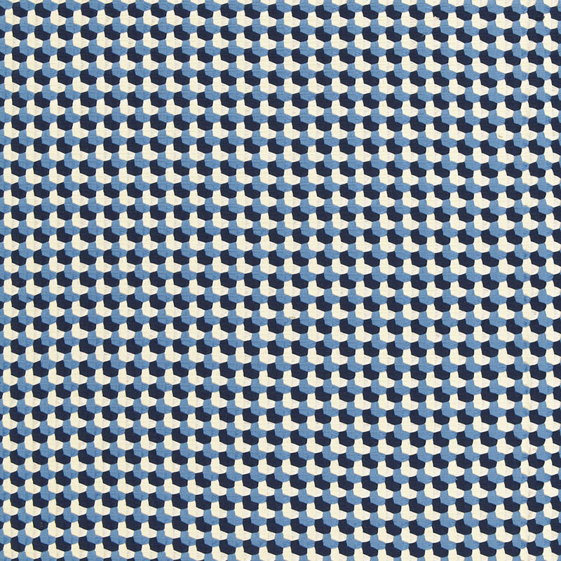 Schumacher Crosstown Weave Navy Fabric