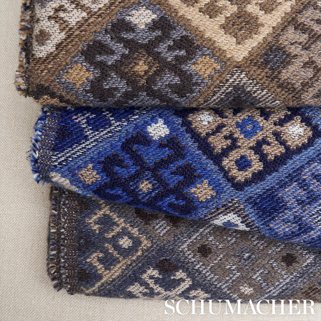 Schumacher Kilim Weave Denim Fabric - Eade's Wallpaper