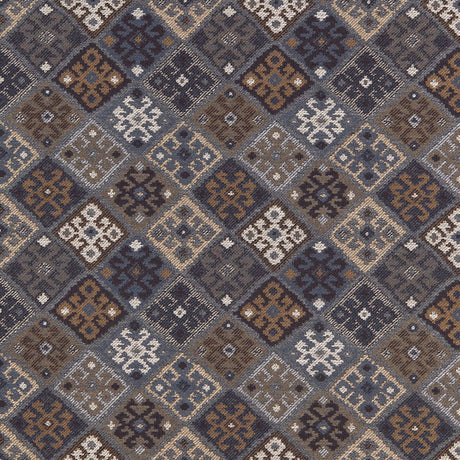 Schumacher Kilim Weave Denim Fabric - Eade's Wallpaper