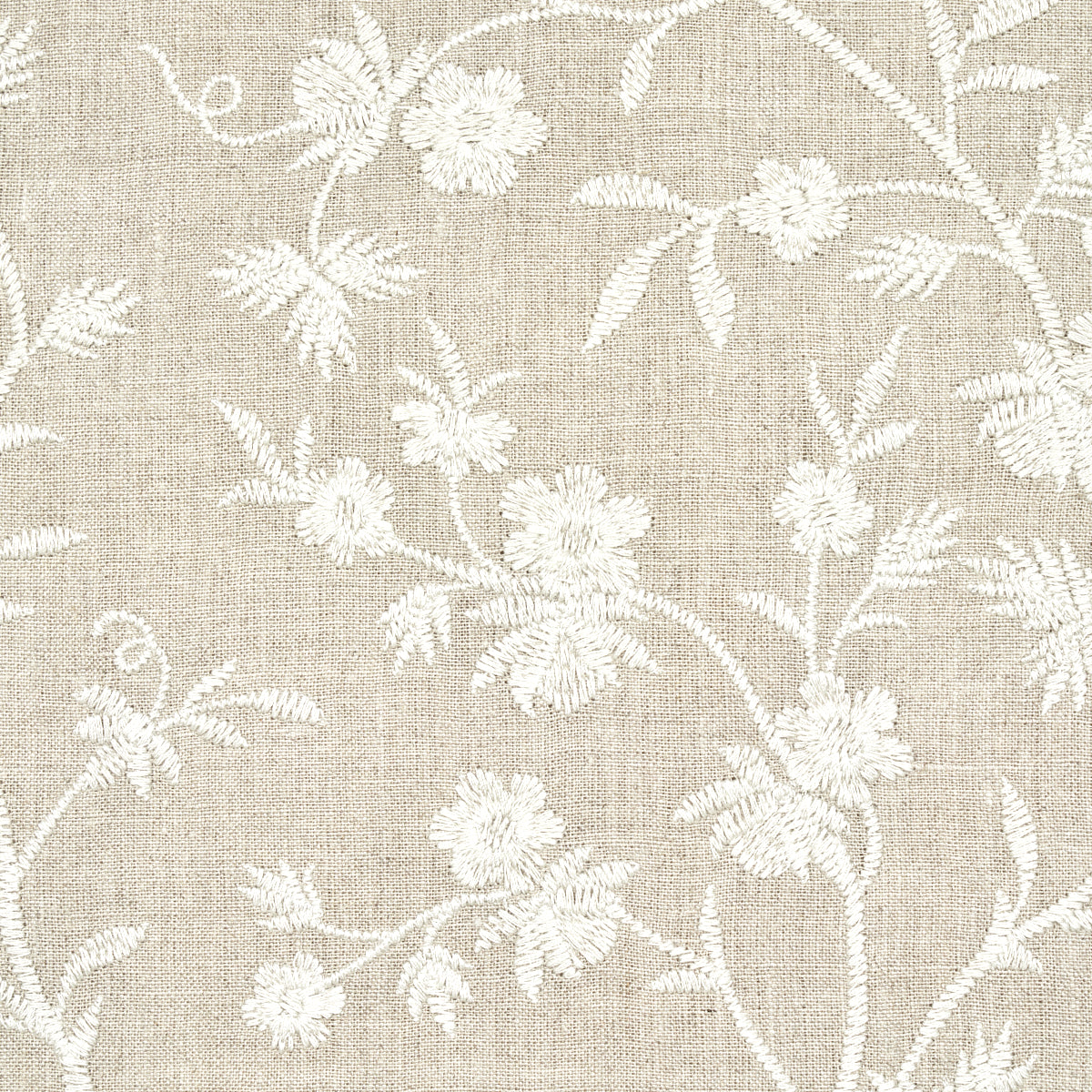 Schumacher Wildflower Embroidery Linen Fabric - Eade's Wallpaper