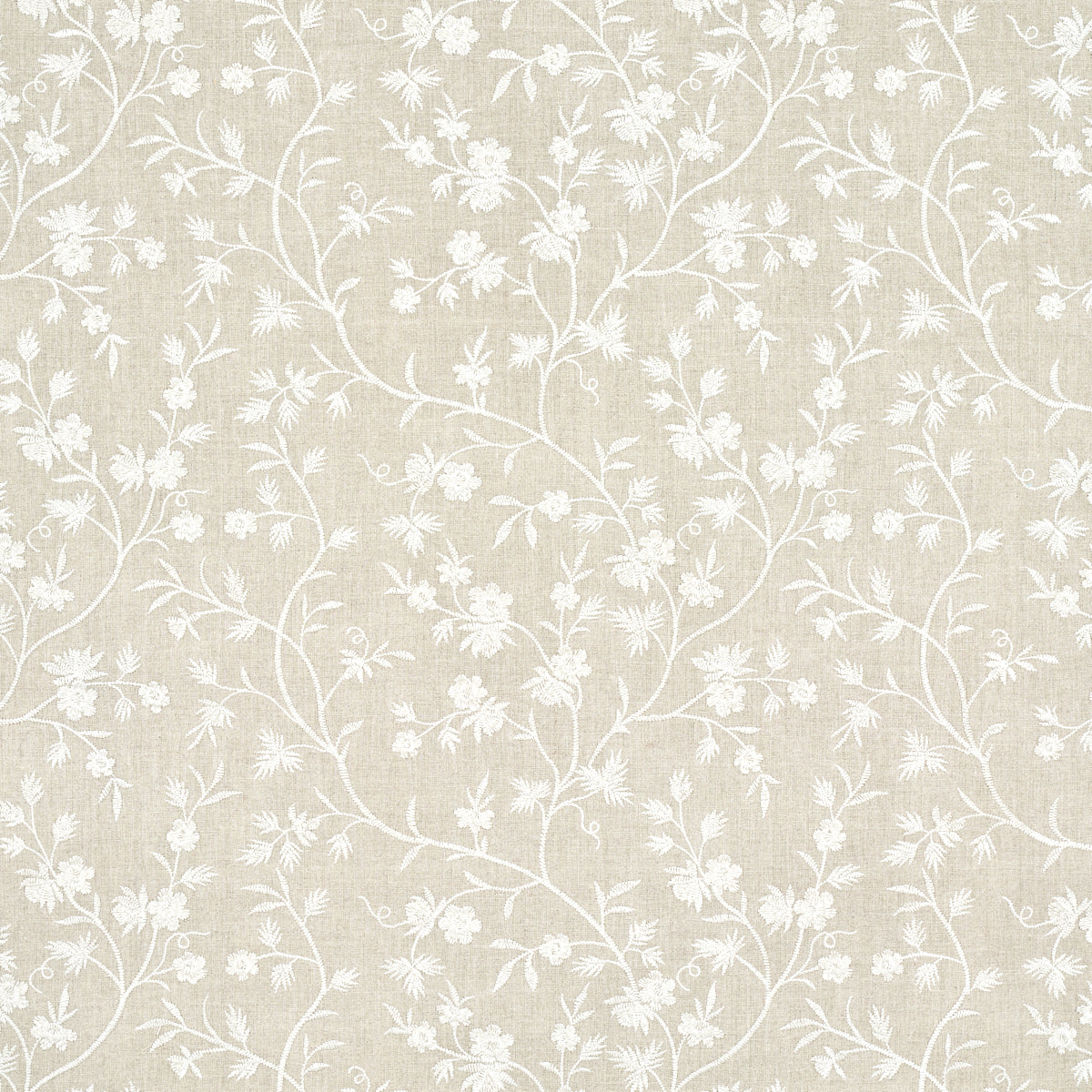 Schumacher Wildflower Embroidery Linen Fabric - Eade's Wallpaper