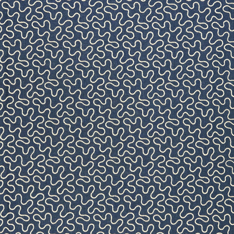 Schumacher Meander Embroidery Indigo Fabric - Eade's Wallpaper