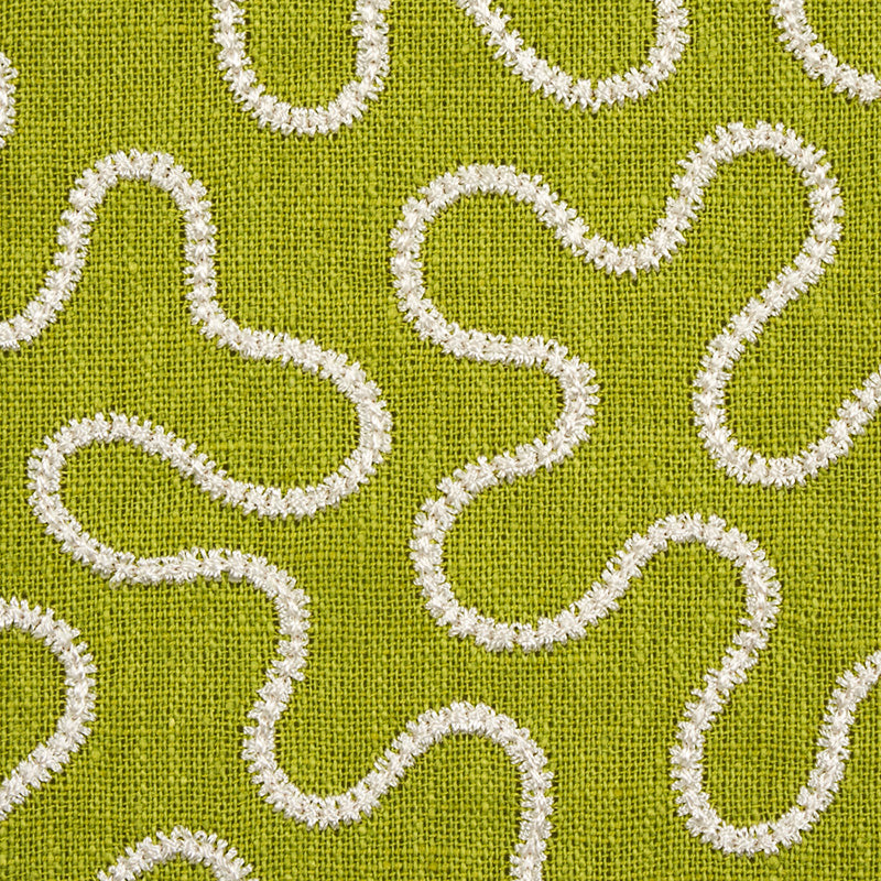 Schumacher Meander Embroidery Leaf Fabric - Eade's Wallpaper