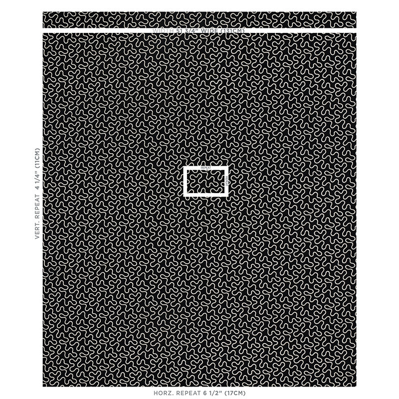 Schumacher Meander Embroidery Black Fabric - Eade's Wallpaper