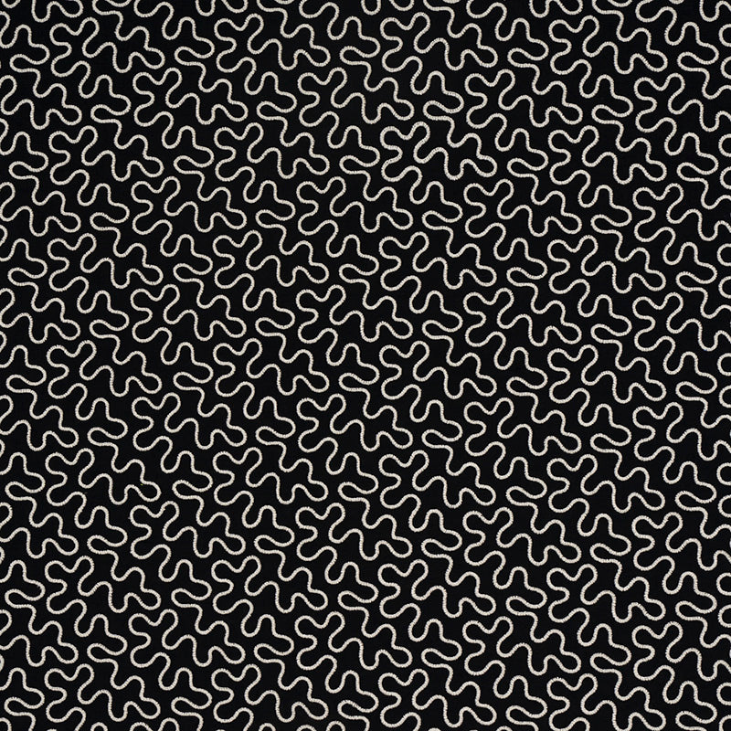 Schumacher Meander Embroidery Black Fabric - Eade's Wallpaper