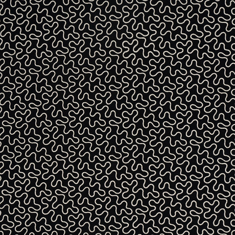 Schumacher Meander Embroidery Black Fabric - Eade's Wallpaper